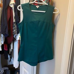 Gorgeous Emerald Green sleeveless pleated top. Pairs for classy or casual.